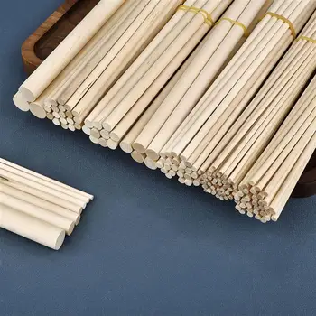 Круглые деревянные палочки диаметром 3-14 мм для поделок из дерева, шестеренки, колышки, палочки для изготовления торта, дюбель, модель здания, деревообрабатывающий инструмент