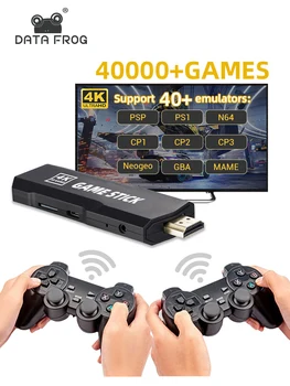 DATA FROG Ретро Видеоигра Stick 4K 15000 + Игр TV Stick Мини-Игровая Консоль Для PSP/PS1/N64 Контроллер Поддерживает Эмулятор 40 Игр