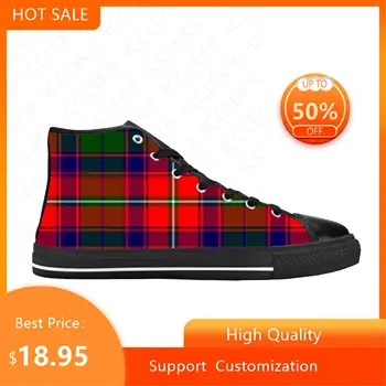 Hot MacCulloch Шотландский Клан Стюартов, Клетчатая Повседневная тканевая обувь с высоким берцем, Удобные дышащие Мужские и женские кроссовки с 3D-принтом.