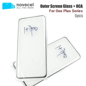 NOVECEL 5 шт. Оригинальное переднее стекло для Oneplus One Plus 7 Pro с сенсорным экраном, ЖК-дисплей, внешняя панель, замена объектива, запасные части + клей OCA