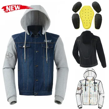 SSPEC, классическая джинсовая мотоциклетная куртка, Летняя гоночная куртка, внедорожные толстовки, мужская черная куртка, ветрозащитная с защитным снаряжением