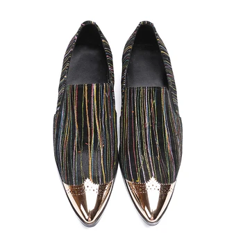 Британские дизайнерские мужские вечерние туфли в полоску из натуральной кожи с резьбой Оксфорды с острым носком Мужская обувь на плоской подошве с перфорацией типа 
