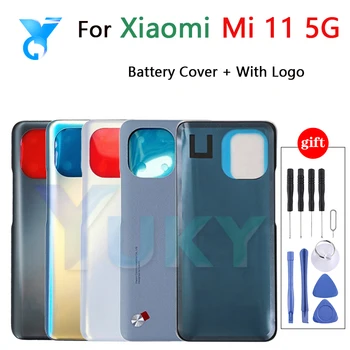Для Xiaomi Mi 11 5G M2011K2C, M2011K2G Задняя Стеклянная Крышка Батарейного Отсека Новый Корпус Задней Двери Mi11 Eleven С Клеем + С CELogo