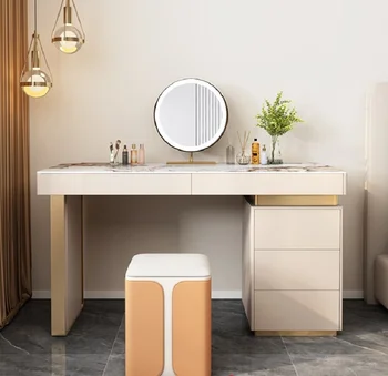 Легкий роскошный туалетный столик из каменной доски, шкаф для хранения, встроенная спальня, современный и простой туалетный столик высокого класса стол