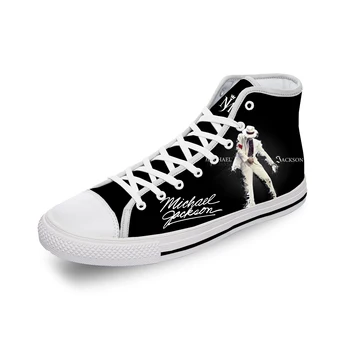 Майкл Джексон, Крутая Забавная Белая ткань, 3D принт, Высокое полотно, Модная Забавная обувь, мужские И женские Легкие Дышащие Кроссовки