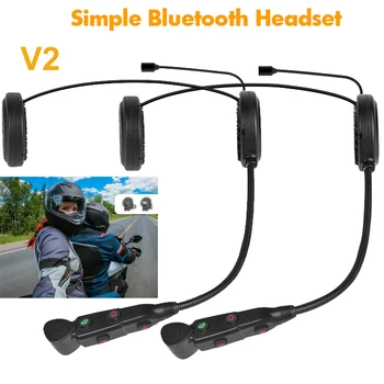 Мотоциклетный шлем Bluetooth-гарнитура для внутренней связи, беспроводной переговорный аппарат для 2 человек, коммуникатор на расстоянии до 35 м, громкая связь V2