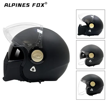 Мотоциклетный шлем с открытым лицом, комбинация ретро-мото, полная половина, дышащий, Съемный подбородок, скутер, Универсальный, Красивый, Круизный