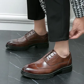 Новая модная дизайнерская мужская кожаная обувь на толстой подошве со шнуровкой, мужские повседневные лоферы, обувь для вечернего платья Zapatos Homre
