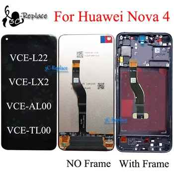Оригинальный Черный/Синий/Красный 6,4 дюйма Для Huawei Nova 4 Nova4 VCE-L22 VCE-LX2 ЖК-дисплей С Сенсорным Экраном и Цифровым Преобразователем В Сборе /С рамкой