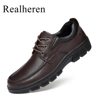 Осенне-зимняя мужская обувь из натуральной кожи, повседневная деловая обувь, большие размеры 49 50, Черный, коричневый