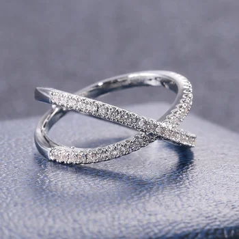 Роскошное Женское Обручальное кольцо в форме креста X с полным покрытием из CZ Камня Серебристого цвета Элегантное Простое Женское Ювелирное кольцо Горячая распродажа