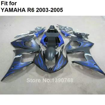 Самый Продаваемый Комплект Мотоциклетных Обтекателей Для YAMAHA Blue Flames Матово-Черный R6 2003 2004 2005 Комплект Обтекателей YZF R6 03 04 05 HZ69